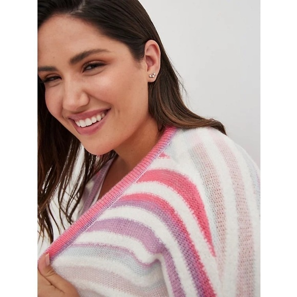 Torrid 5 BUTTON FRONT CARDIGAN - MULTI STRIPE - Picture 3 of 10